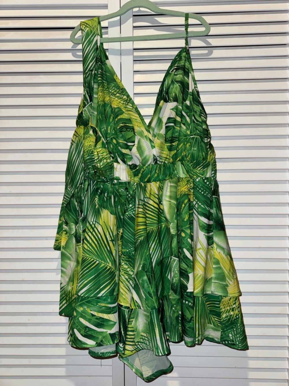 SHEIN Green Tropical Leaf Print One-Piece
